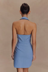 Ruth Cotton Halter Mini Dress - Ocean Blue