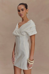 Pascale Off Shoulder Denim Mini Dress - White