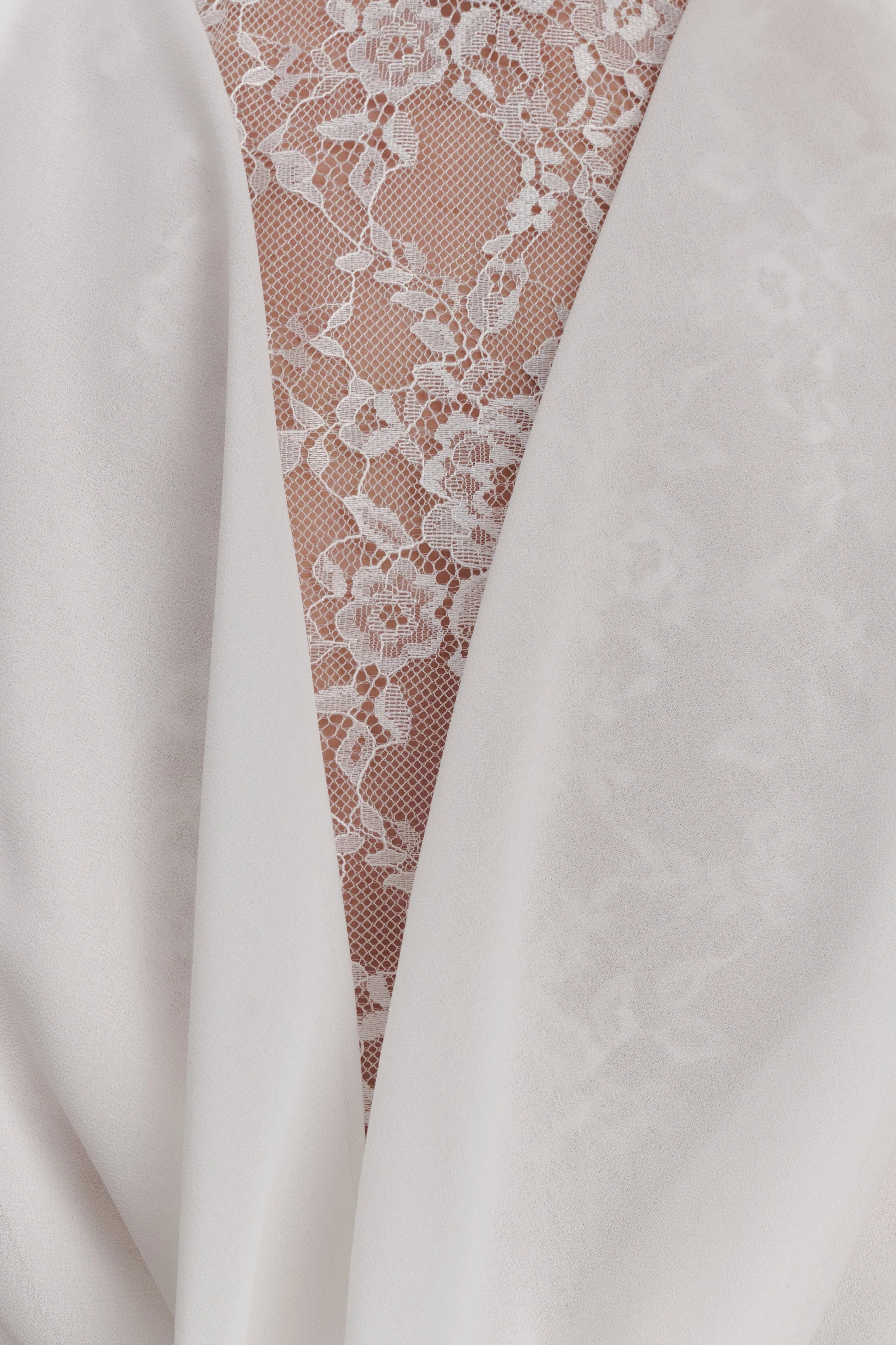 Arra Chiffon And Lace Halter Mini Dress - White