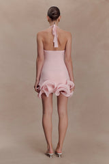 Willowmena Halter Neckline Mini Dress With Tubed Hem - Baby Pink