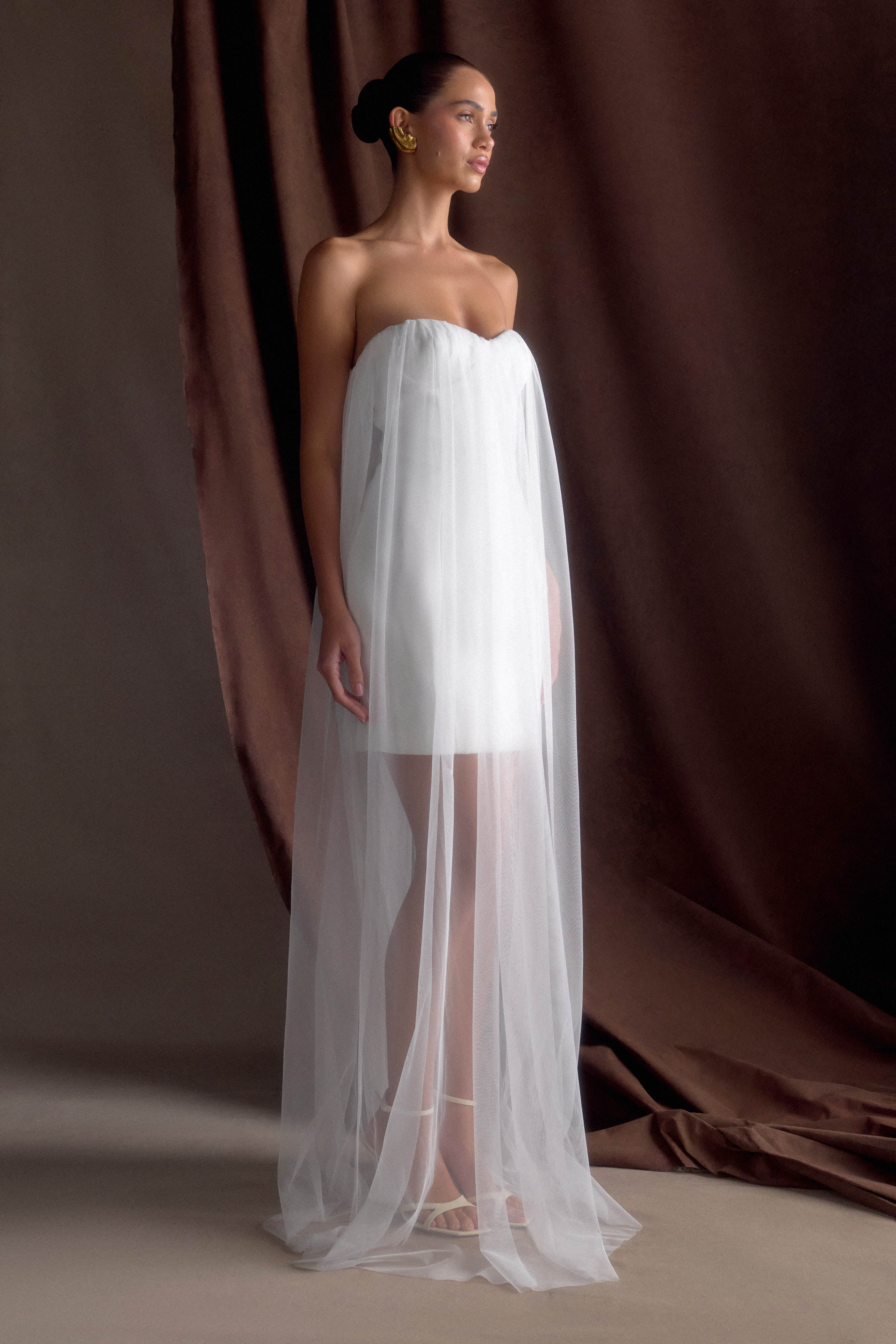 Bettany Chiffon Strapless Maxi Dress - White