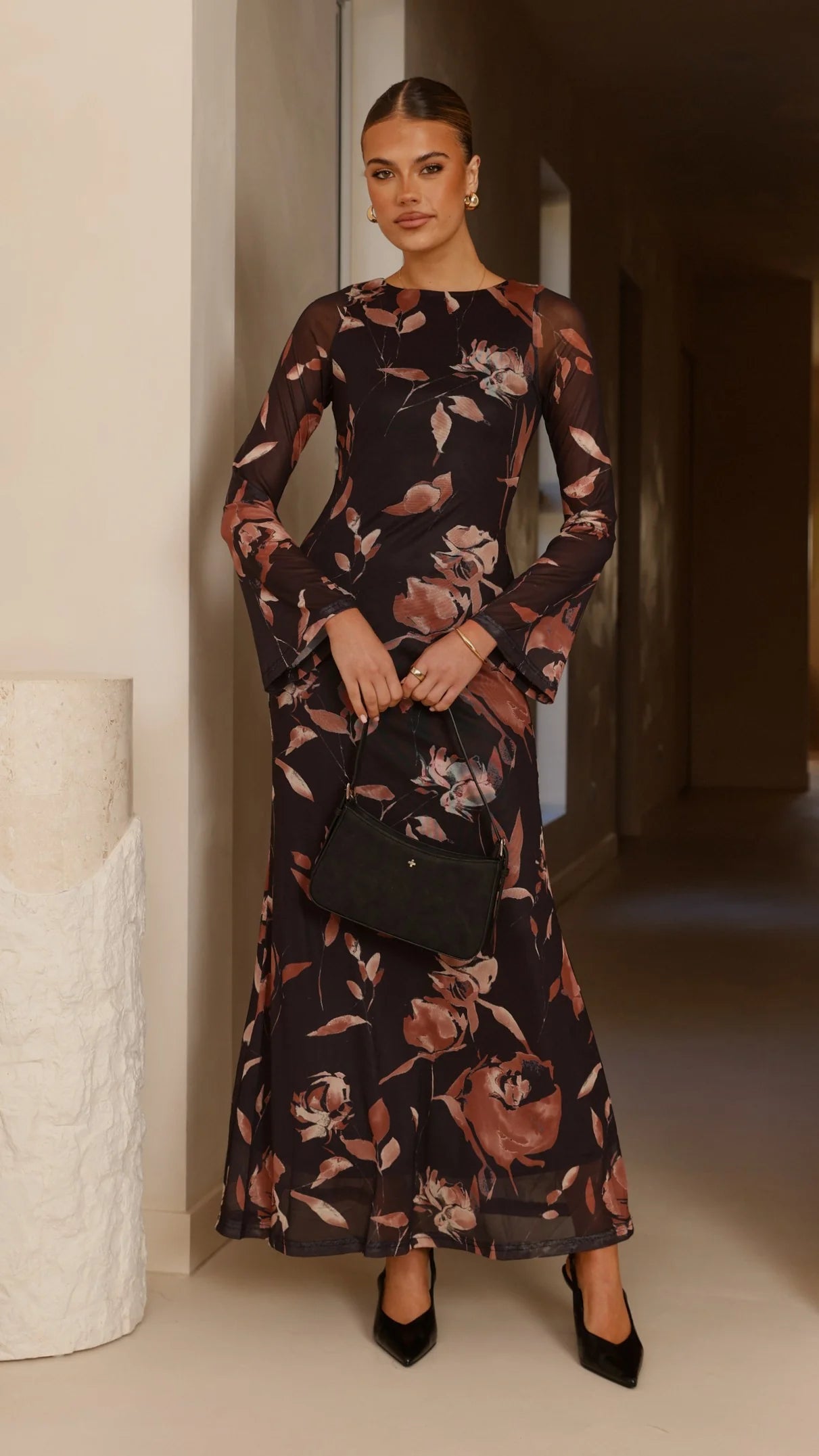 Koah Long Sleeve Maxi Dress - Flower Print