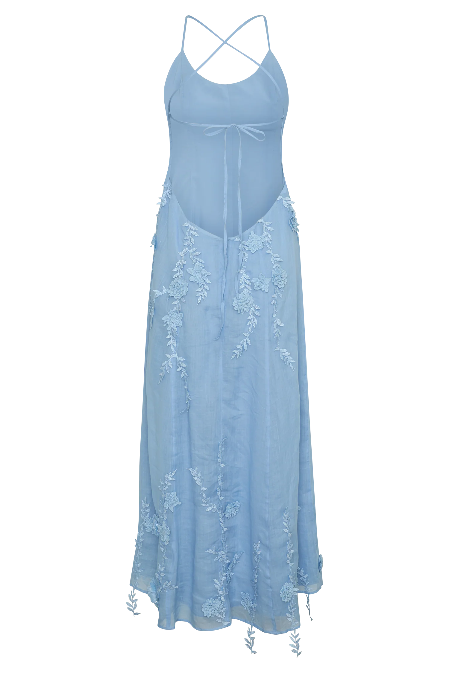 Odette Floral Lace Midi Dress - Pale Blue