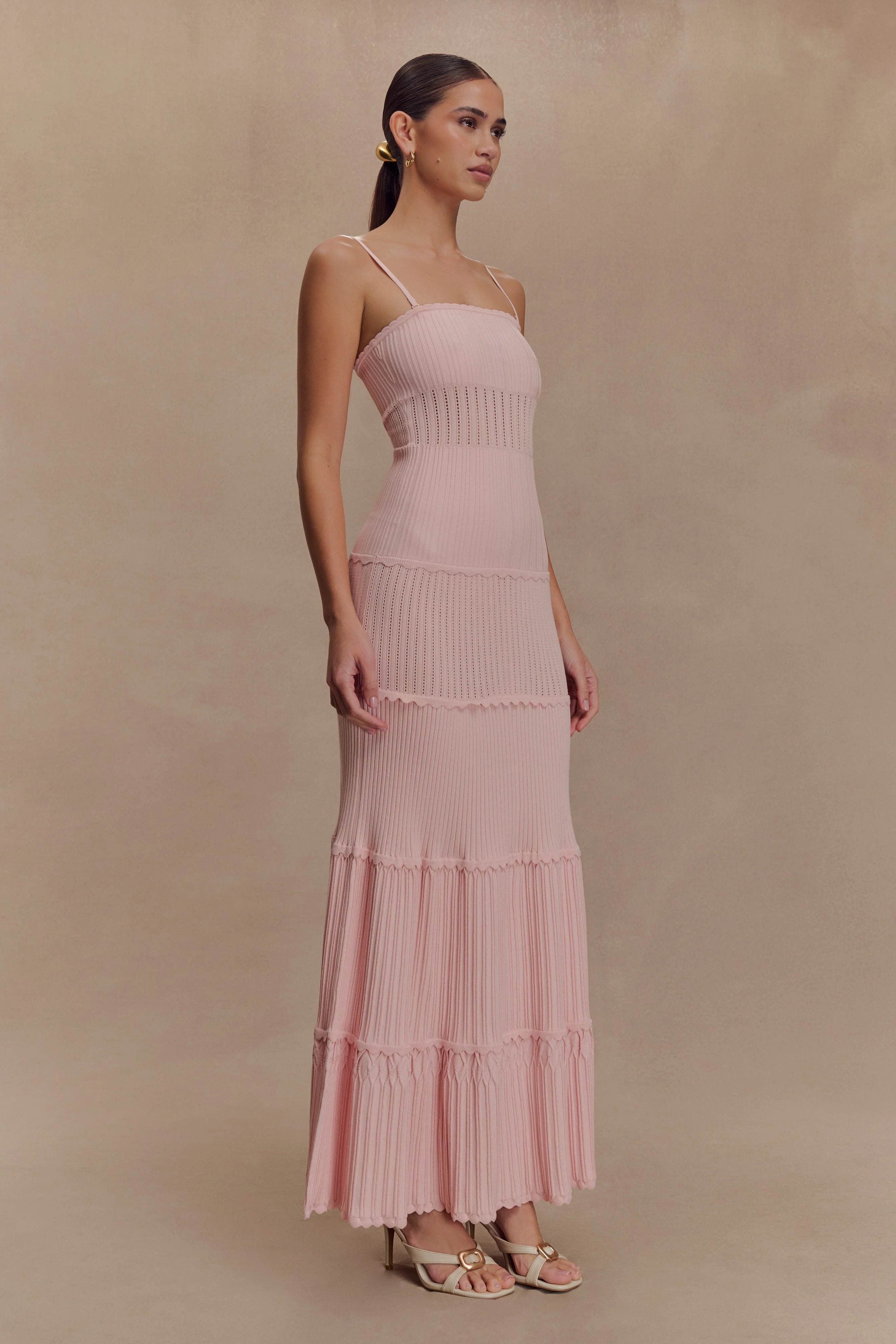 Finley Pointelle Knit Maxi Dress - Baby Pink
