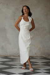 Virginia Suiting Embroidered Midi Dress - White